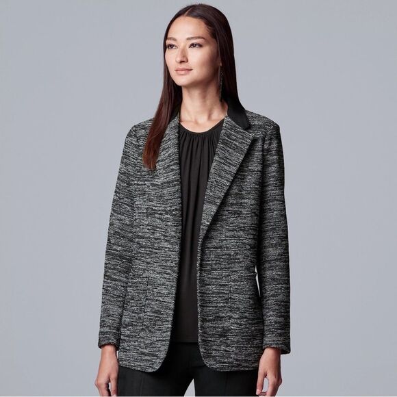 Simply Vera Vera Wang Knit Black Grey Blazer Size Medium Professional Office - Picture 1 of 16